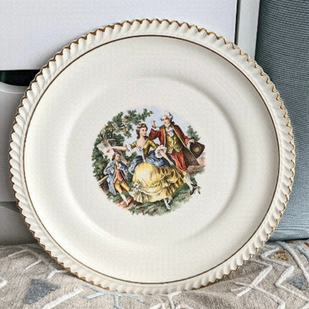 THE Harker Pottery Vintage Victorian Plate 22k Gold